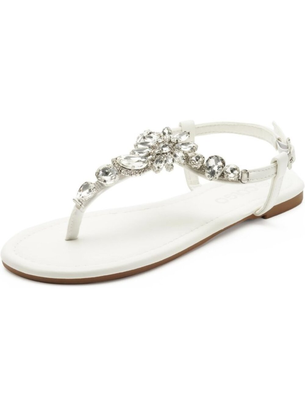 Elegant Glitter T-Strap Flat Sandals - Comfortable Rhinestone Thong Shoes for